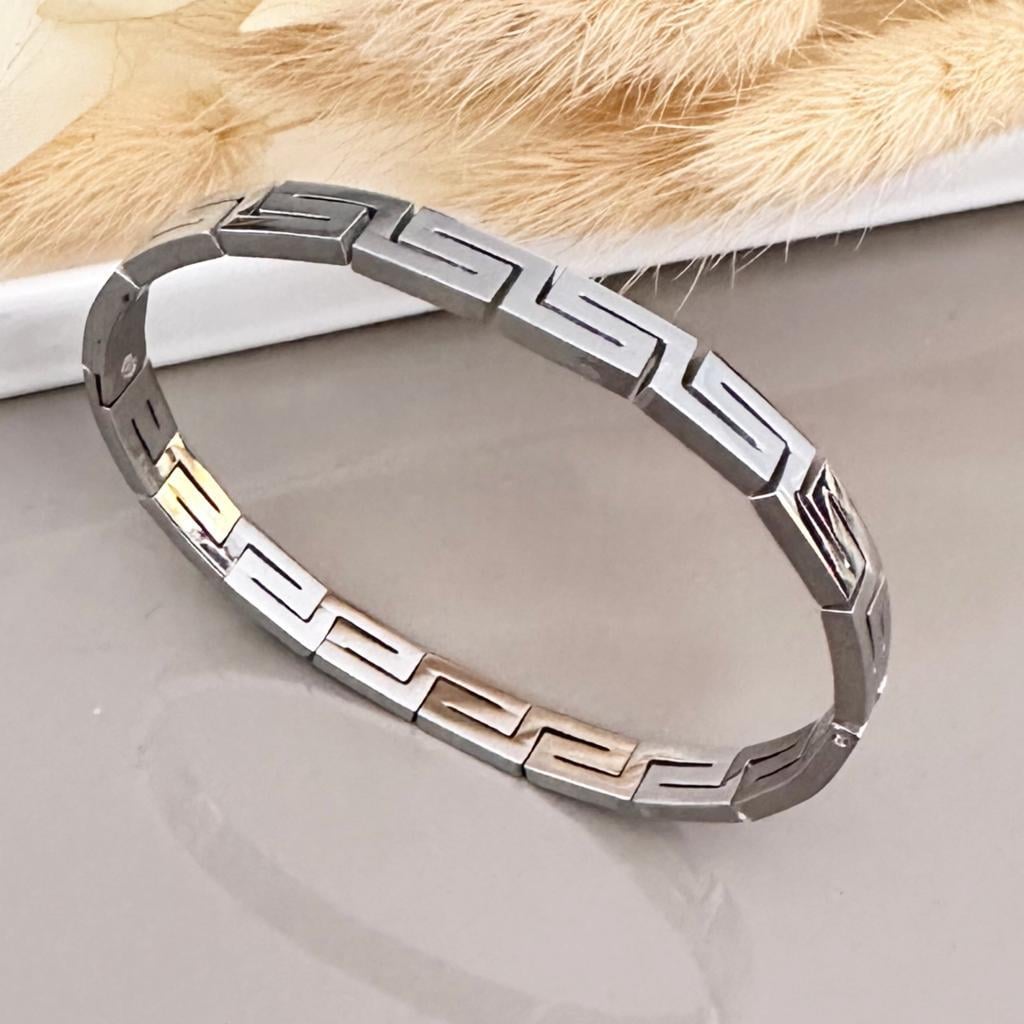 Labirent Gümüş Renk Çelik  Kelepçe