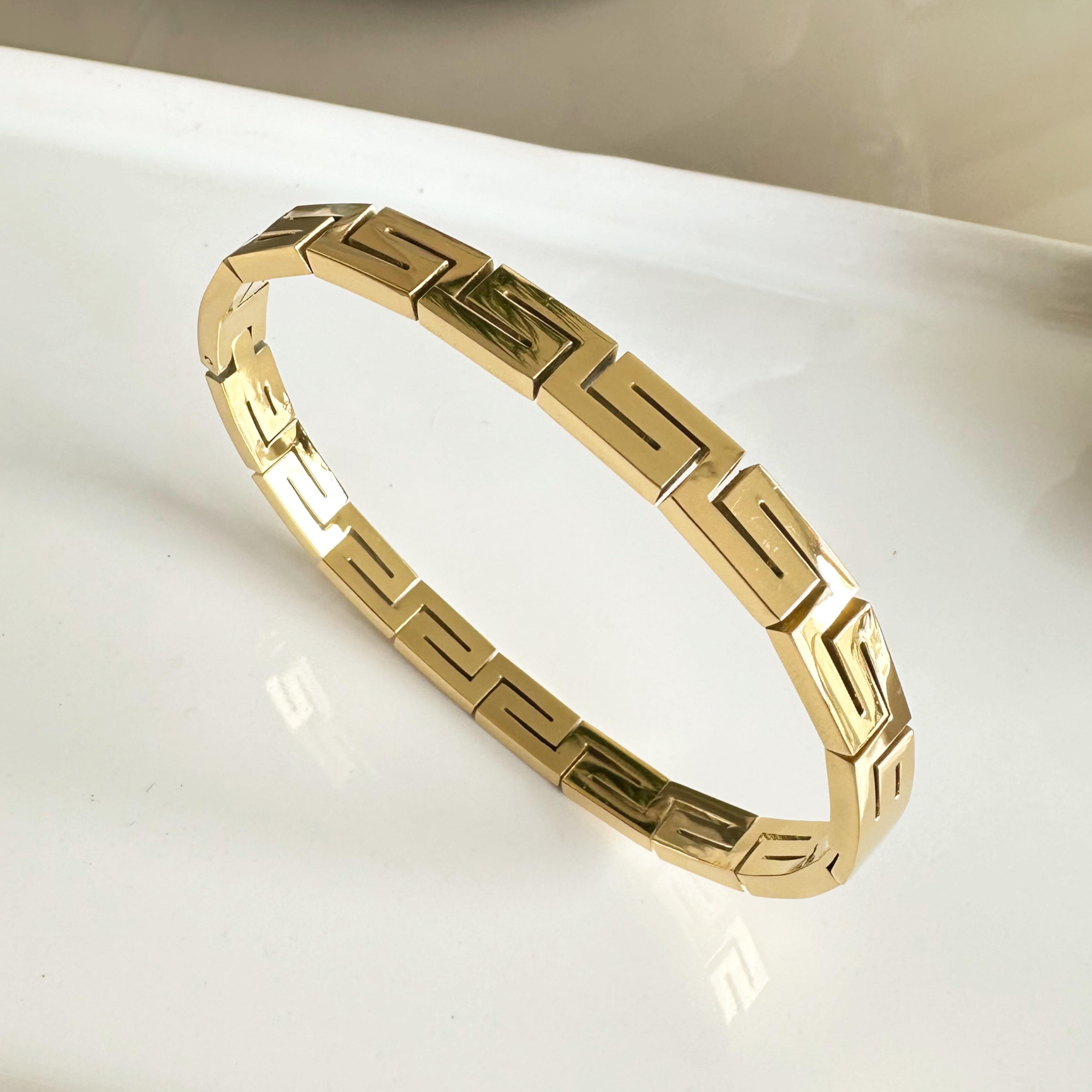 Sıra Labirent Altın Kaplama çelik kelepçe