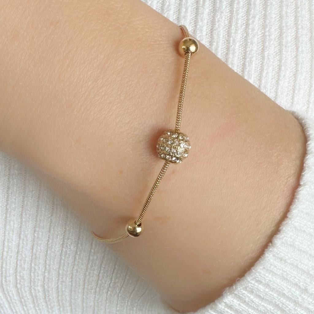 Taşlı Boncuklu Altın Kaplama Çelik Bileklik