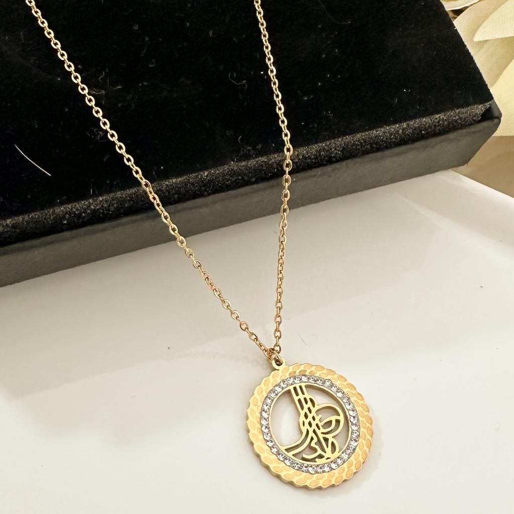 Tuğralı  Gold Altın Kaplama Çelik Kolye