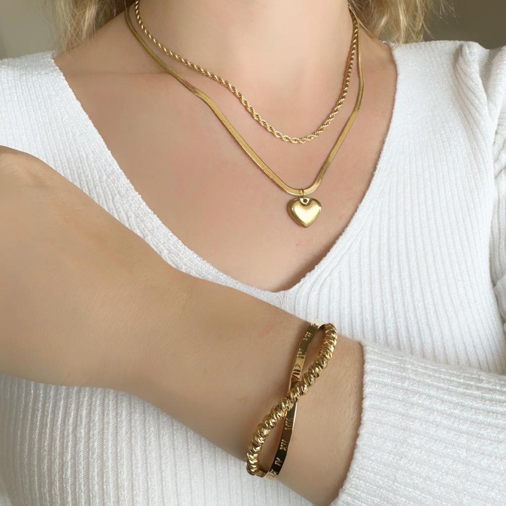 VİP Kelepçeli Set Altın Kaplama  Çelik Set