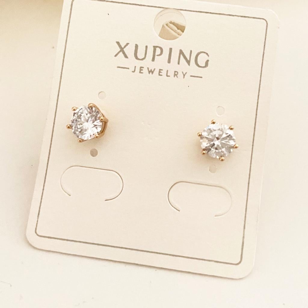 Xuping VİP Tek Taşlı Altın Kaplama   Çelik Küpe