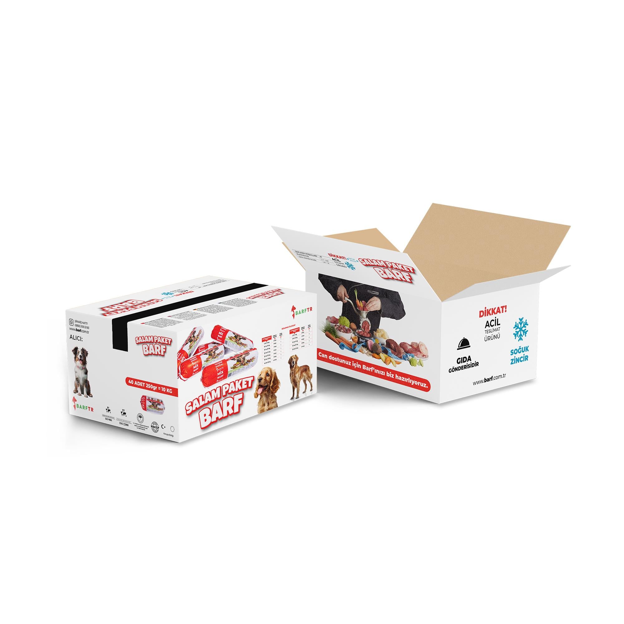 Mix Barf 10 kg Salam Paket Köpek Maması 250 GR Tekli Ambalajlarda
