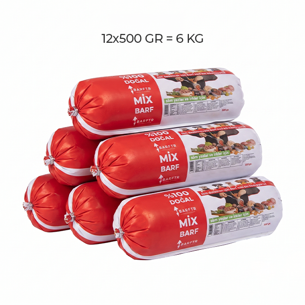 Mix Barf 6 kg 500 GR Salam Paket Tekli Ambalajlarda Köpek MamasI