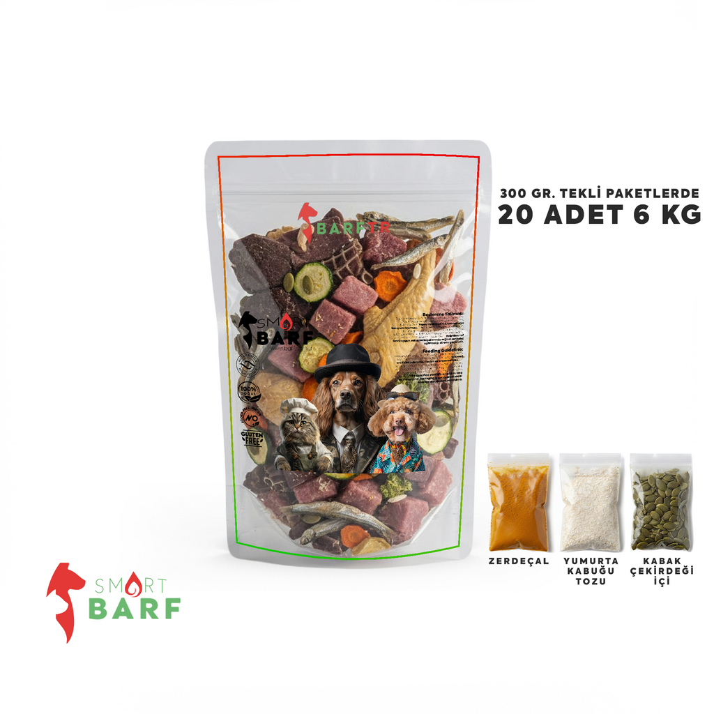 Smart Barf Köpek Maması 300 gram Tekli Ambalajlarda 20 Adet 6 Kg