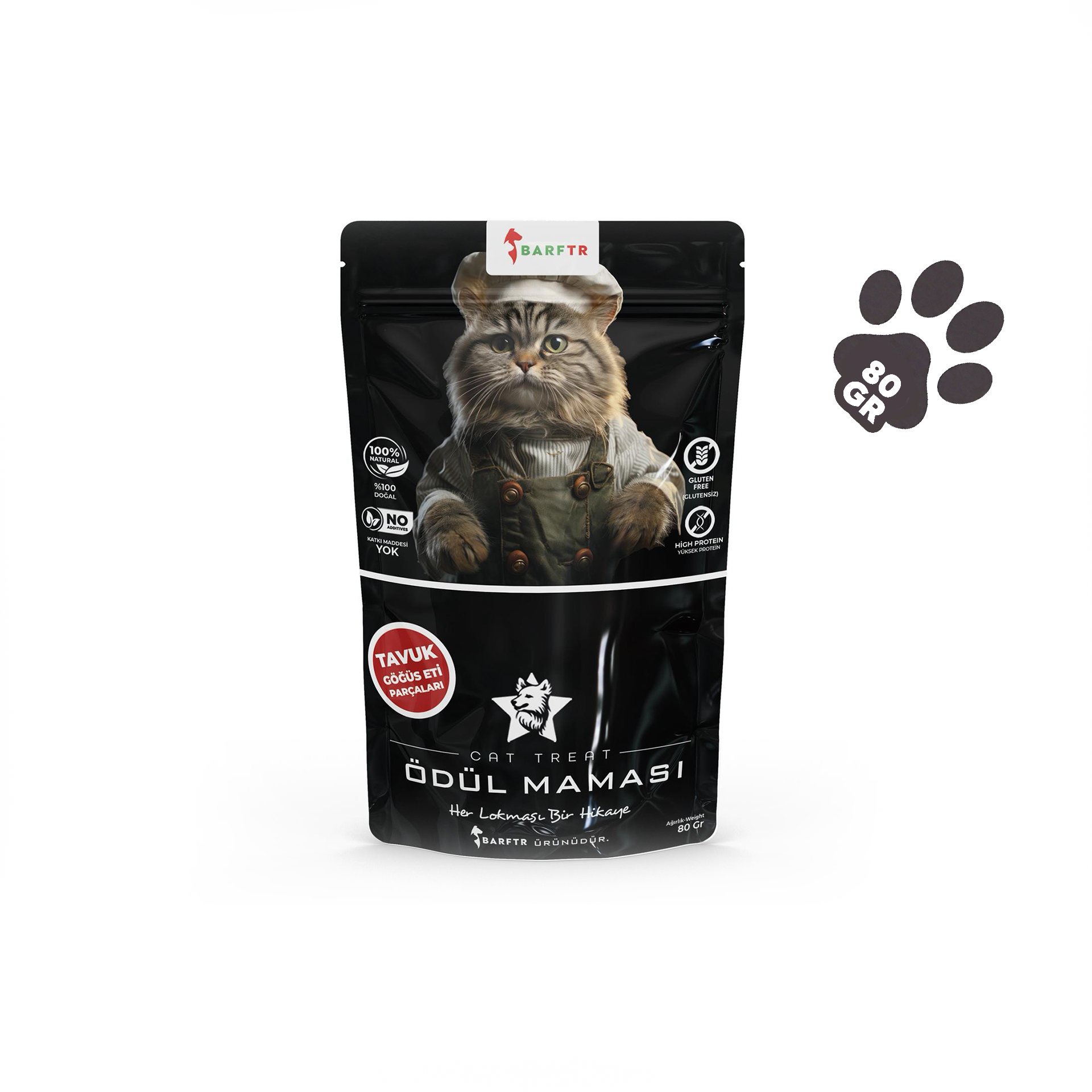 Tavuk Göğüs Eti Parçaları Atıştırmalık Ödül Maması 80 GRAM Kediler İçin