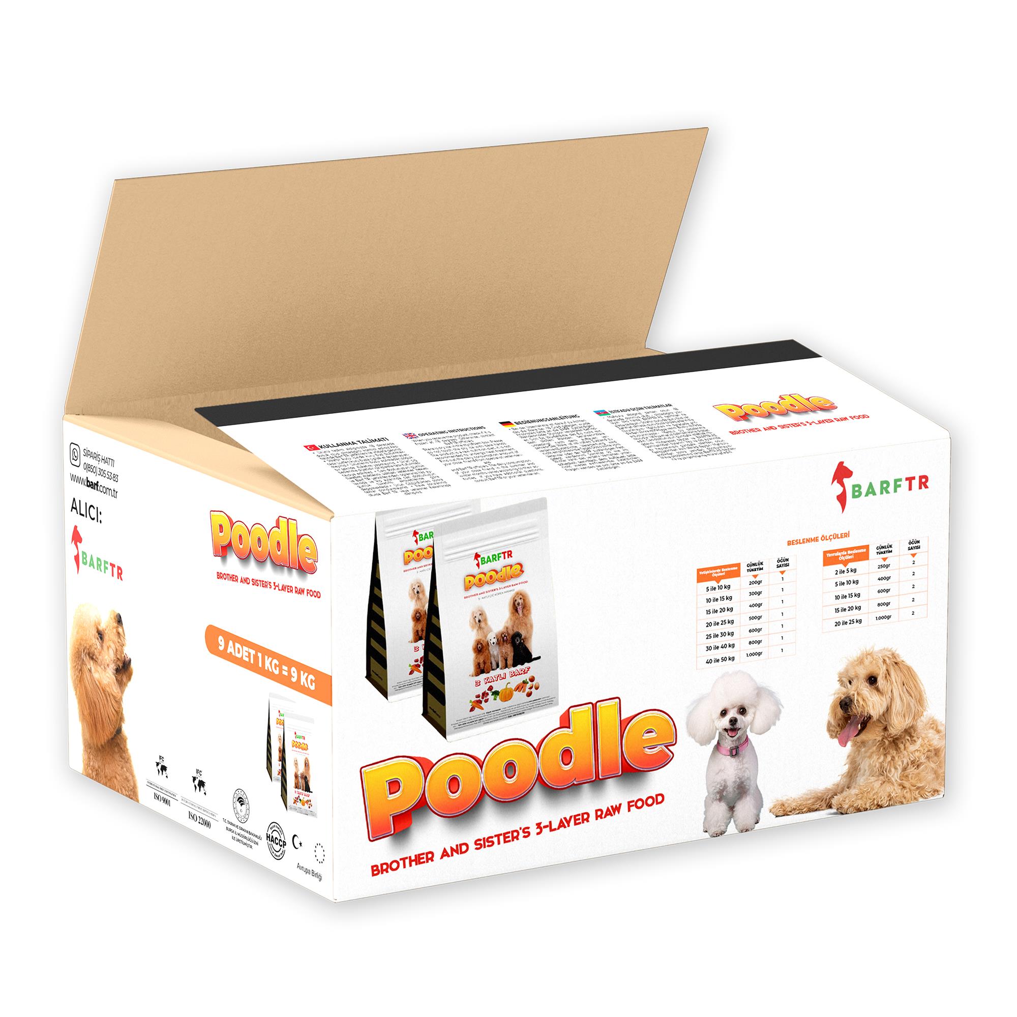 3 Katlı Barf Köpek Maması 9 Kg 1000 gr Tekli Ambalajlarda