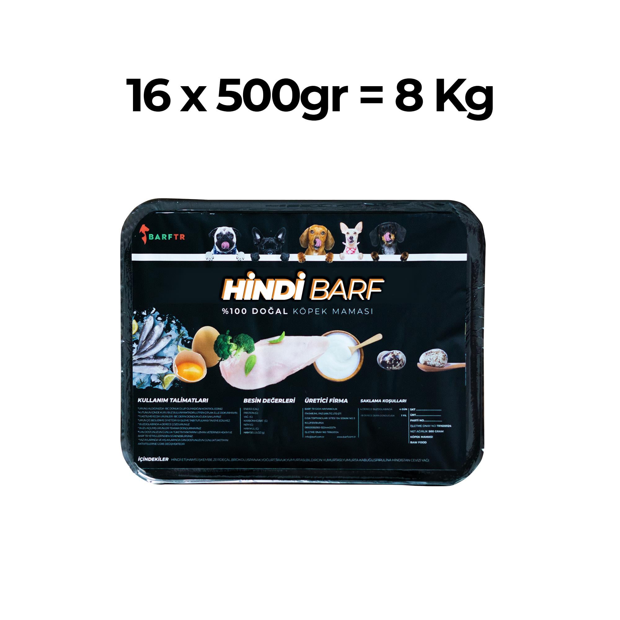 Atom Hindi Barf 8 kg Köpek Maması 