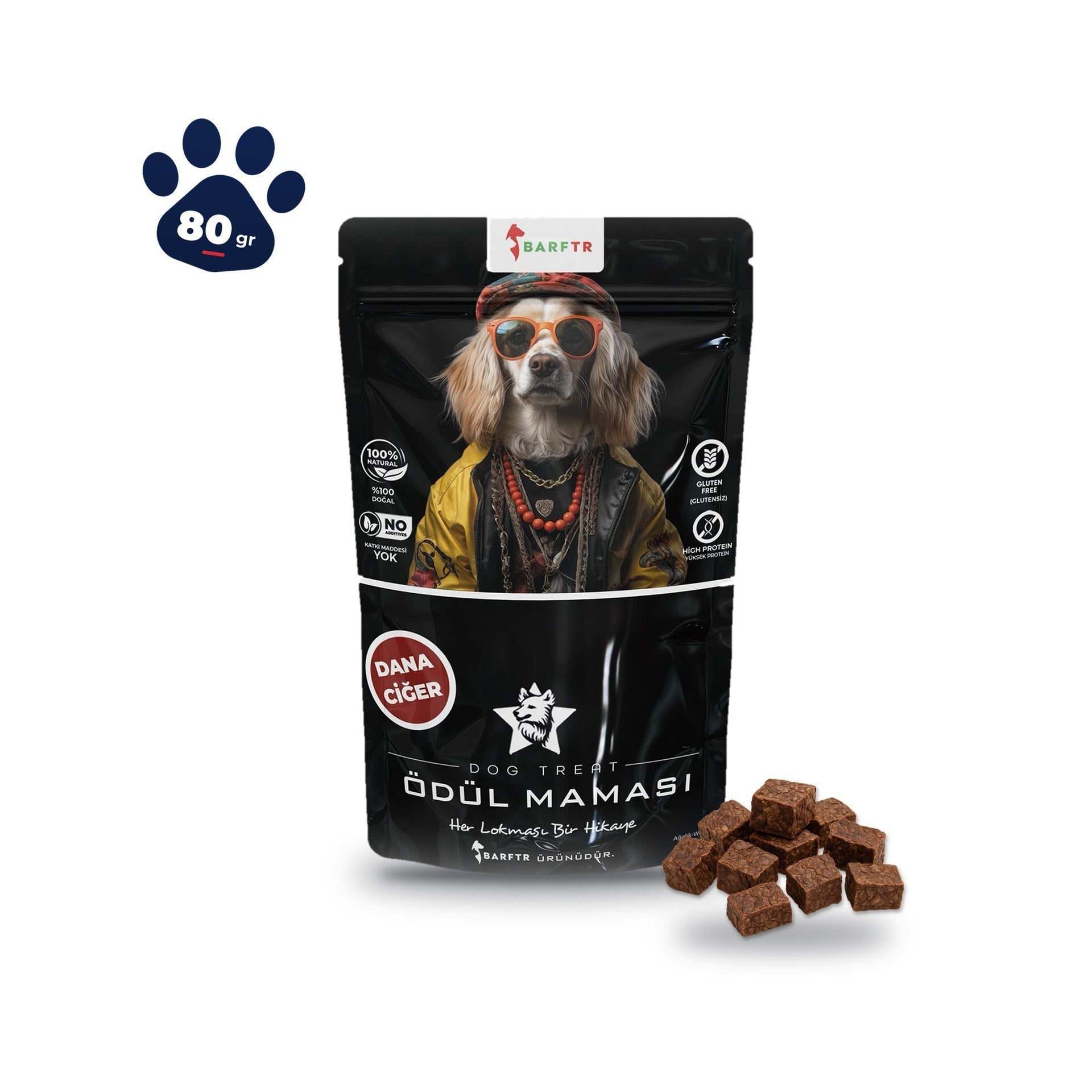 Dana Ciğer Parçaları Atıştırmalık  Ödül Maması  80 GRAM Köpekler İçin