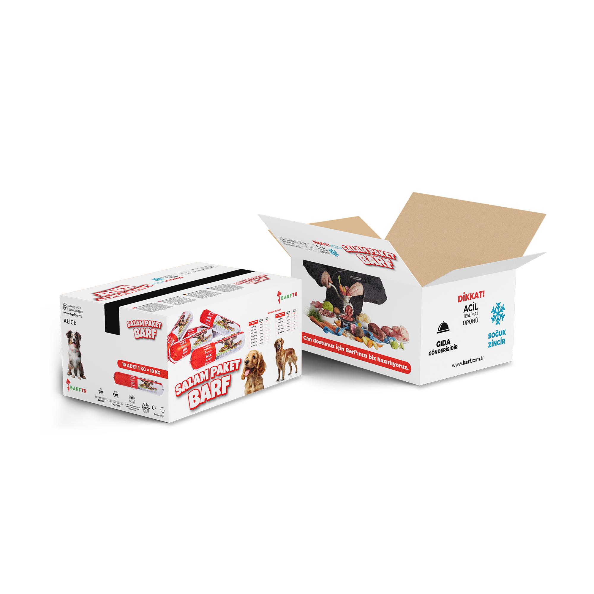 Mix Barf 10 kg Salam Paket Köpek Maması 1000 GR Tekli Ambalajlarda