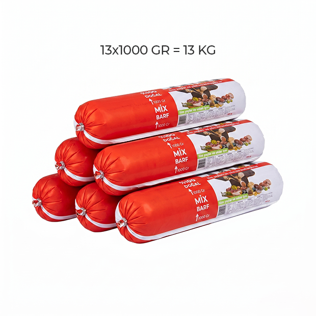 Mix Barf 13 kg 1000 GR Salam Paket Tekli Ambalajlarda Köpek Maması