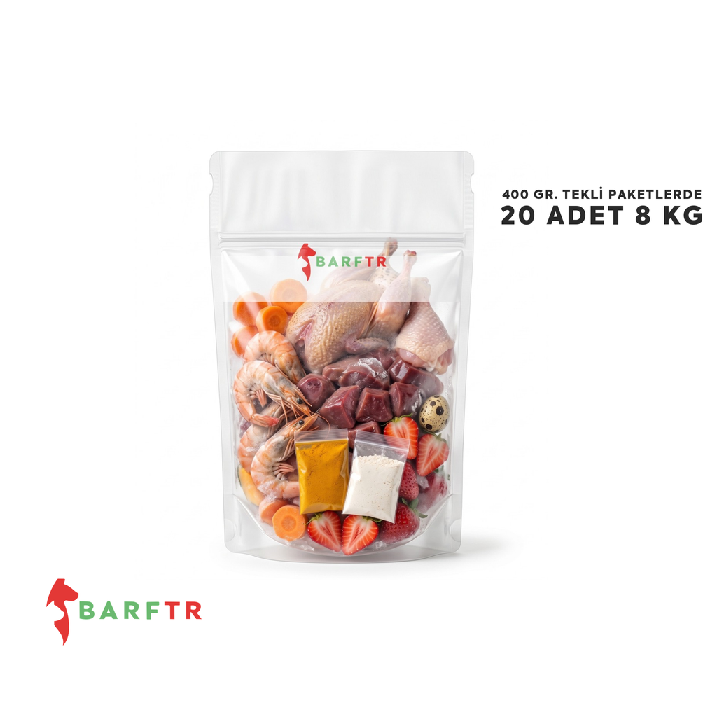 QUAIL PRIME – BILDIRCIN, KARIDES VE TAVUK BUT BARF 8 KG
