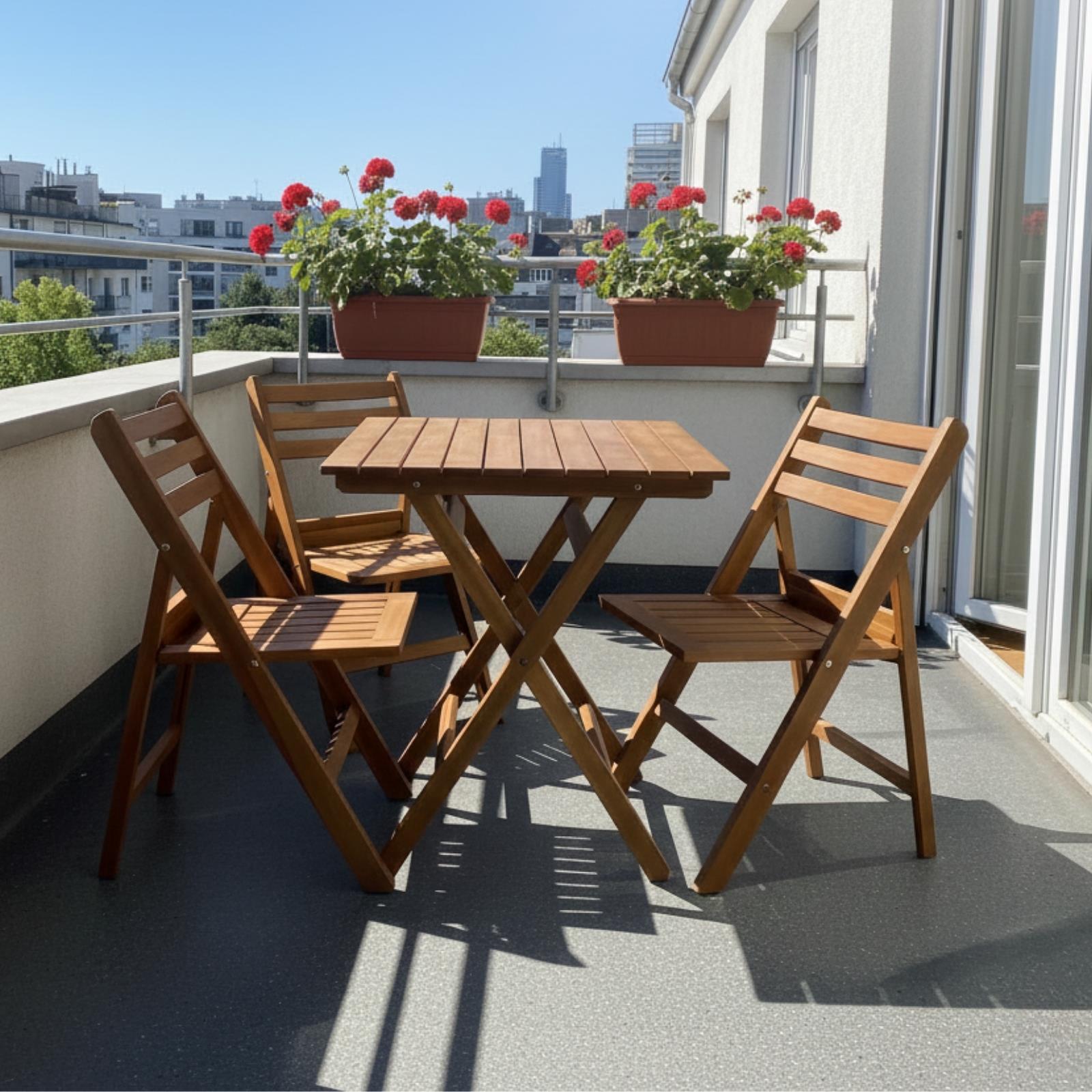 Albatros Ada Katlanır Ahşap Bahçe Balkon Takımı: 60x60 Masa + 2 Sandalye