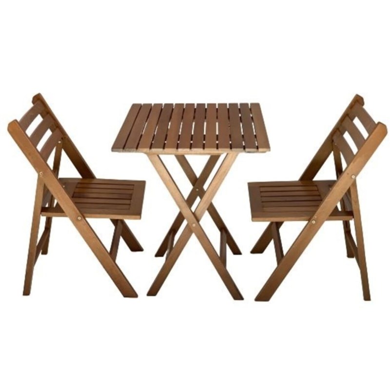 Albatros Ada Katlanır Ahşap Bahçe Balkon Takımı: 60x60 Masa + 2 Sandalye