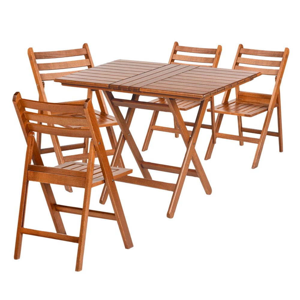 Albatros Ahşap Masa Sandalye Takımları -4 Kişilik Katlanır Bahçe Balkon Set