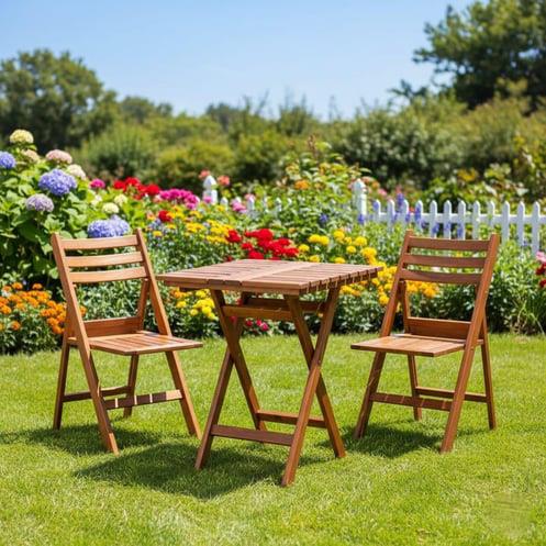 Albatros Katlanır Ahşap Sandalye - Kolçaksız Bahçe Balkon Sandalyesi