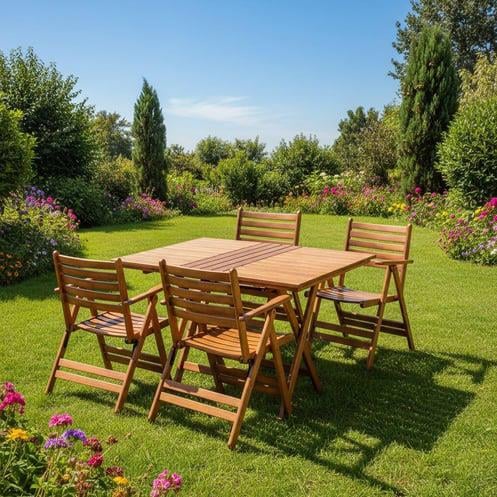 Antalya Ahşap Masa Sandalye Takımları -4 ve 6 Kişilik Katlanır Bahçe Balkon Set