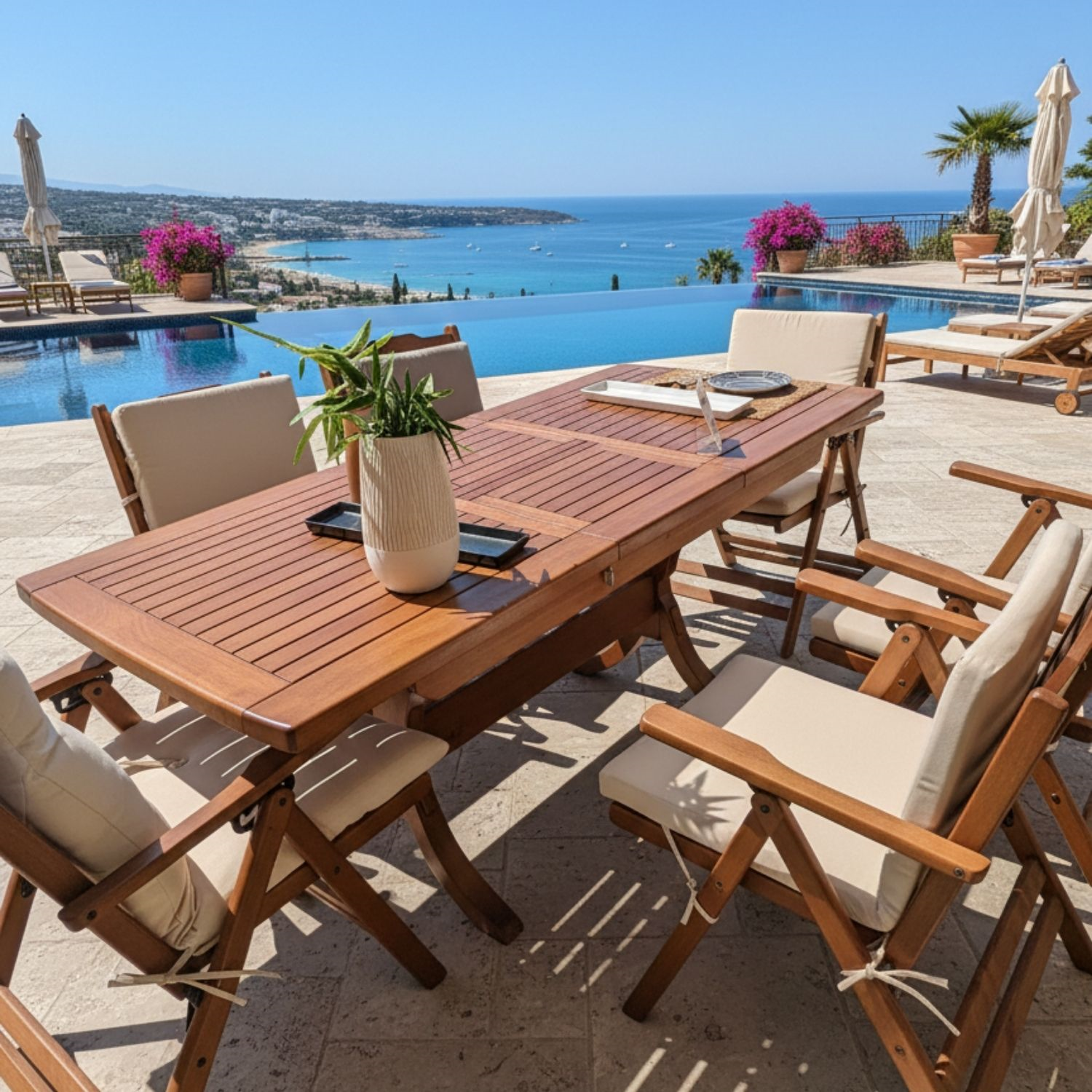 Antalya Side Ahşap Masa Sandalye Takımları - 6, 8, 10, 12 Kişilik Bahçe Balkon Set