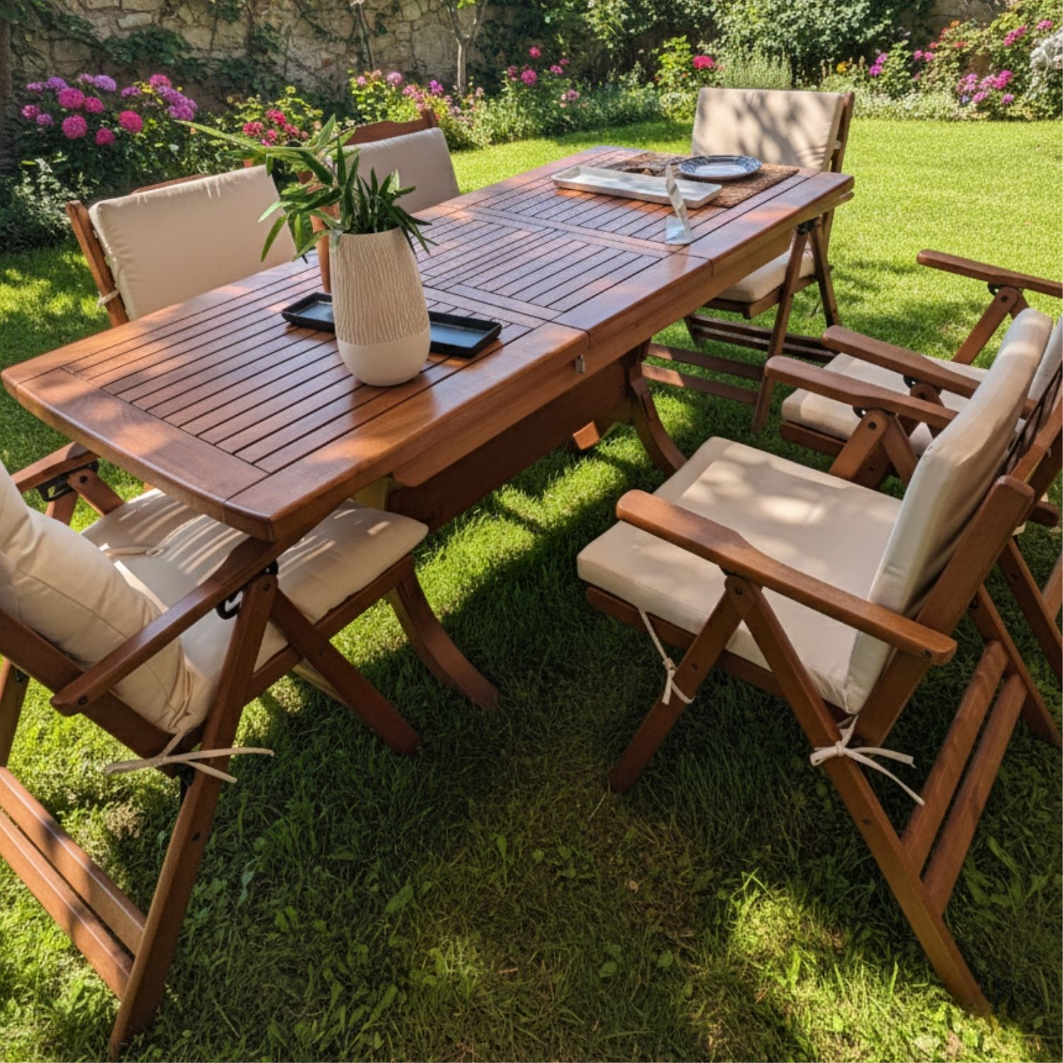 Antalya Side Ahşap Masa Sandalye Takımları - 6, 8, 10, 12 Kişilik Bahçe Balkon Set
