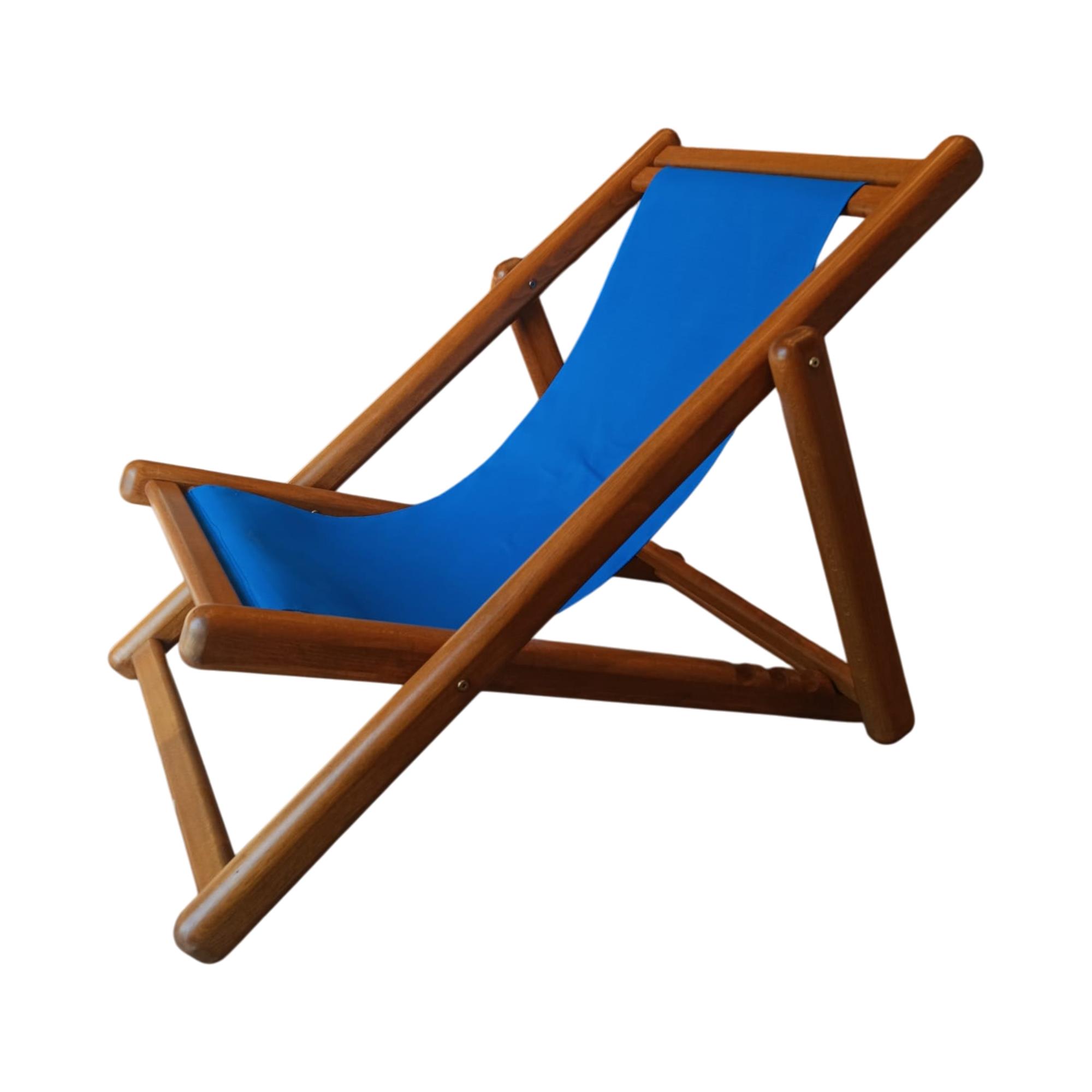 Tibet Deckchair Ahşap Şezlong - 3 Kademeli Sırt Dayama, Terletmez Kumaş