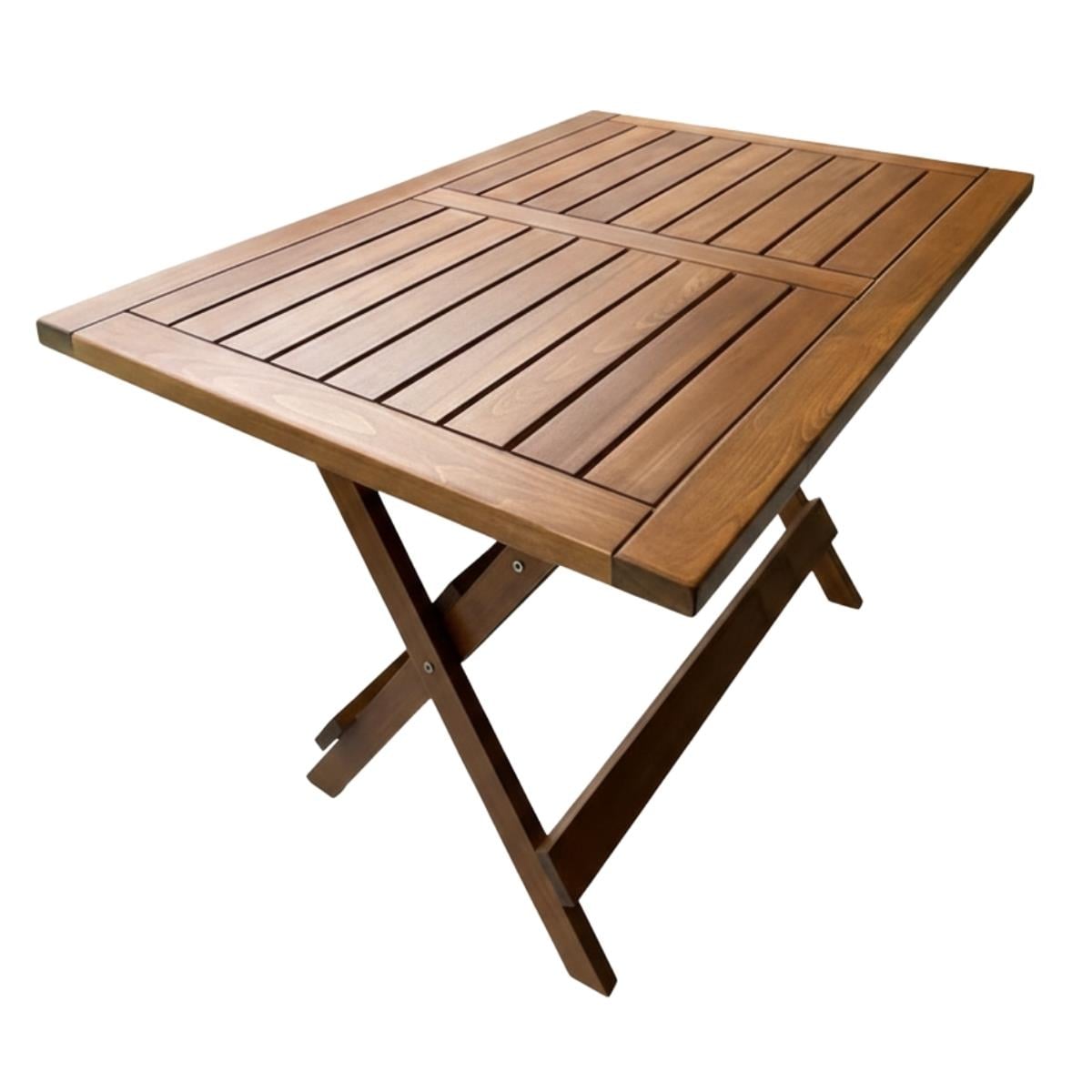 Bodrum Ahşap Masa - Dikdörtgen Ebatlar, Açık Ceviz Renk, Katlanır Model Bahçe Balkon Masası