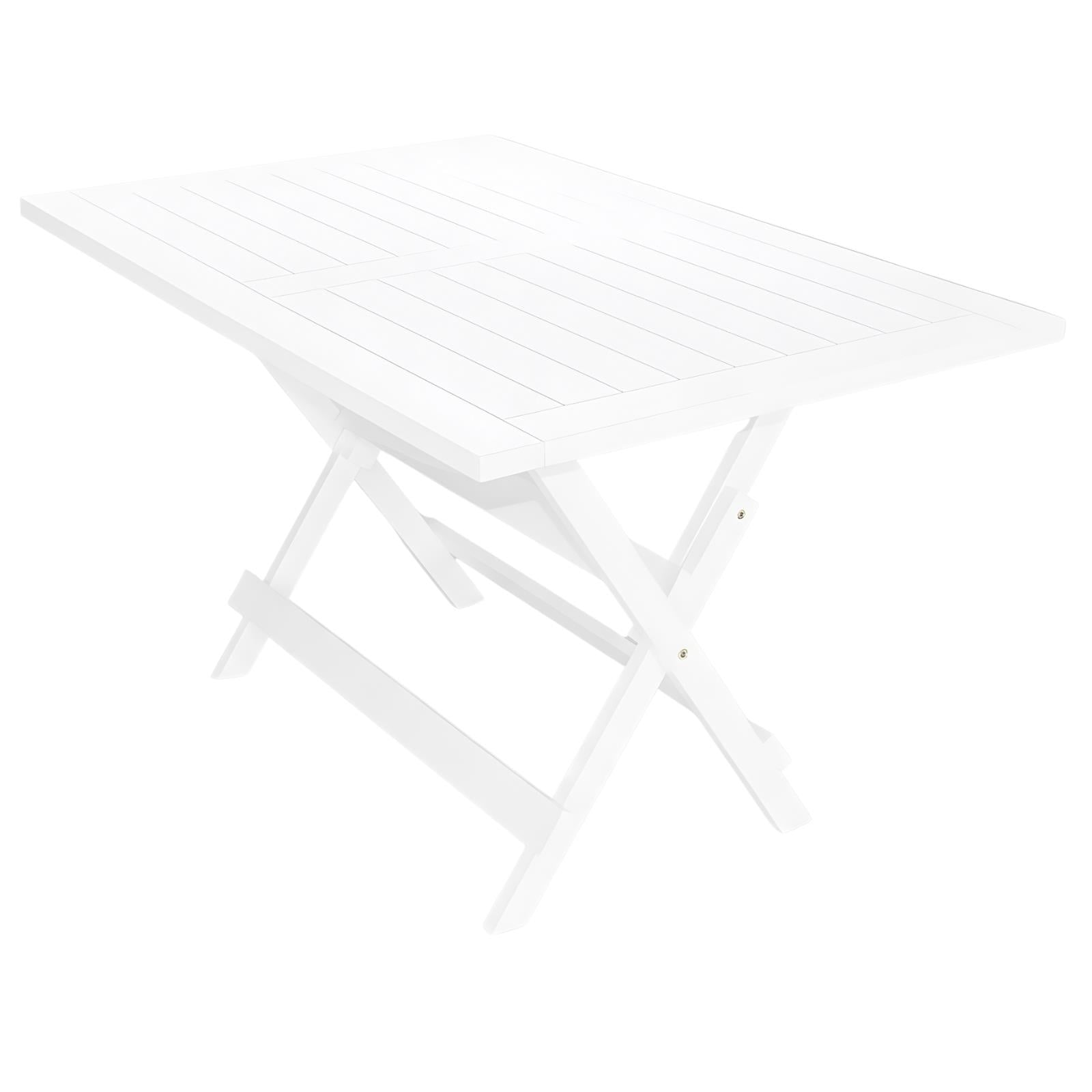 Bodrum Ahşap Masa - Dikdörtgen Ebatlar, Beyaz Renk, Katlanır Model Bahçe Balkon Masası