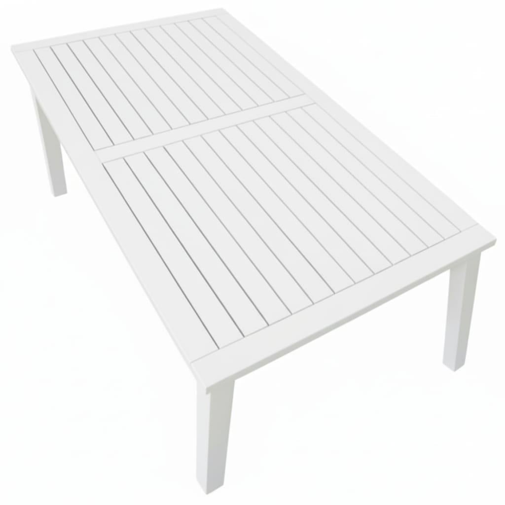 Bodrum Ahşap Masa - Dikdörtgen Ebatlar, Beyaz Renk, Sabit Ayaklı Bahçe Balkon Masası