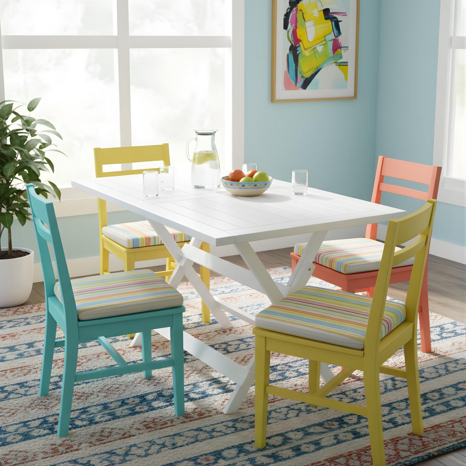 Bodrum Ahşap Masa - Dikdörtgen Ebatlar, Beyaz Renk, Katlanır Model Bahçe Balkon Masası