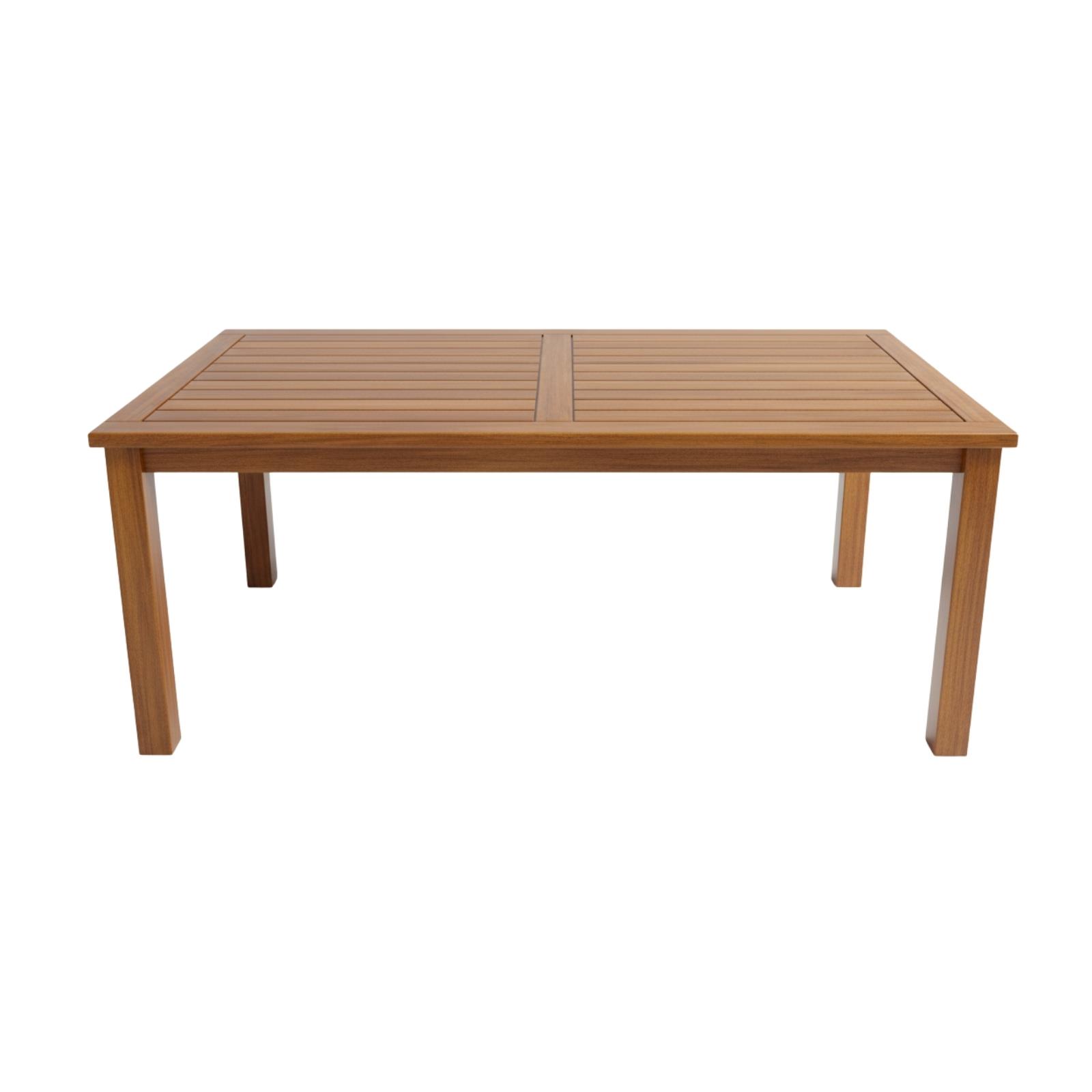 Bodrum Ahşap Masa - Dikdörtgen Ebatlar, Açık Ceviz Renk, Sabit Ayaklı Model Bahçe Balkon Masası