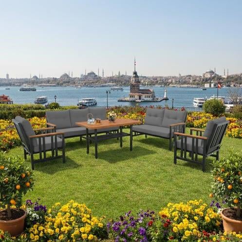 Çamlıca Alüminyum Bahçe Oturma Grubu | 7 Kişilik Bahçe, Balkon Koltuk Takımı