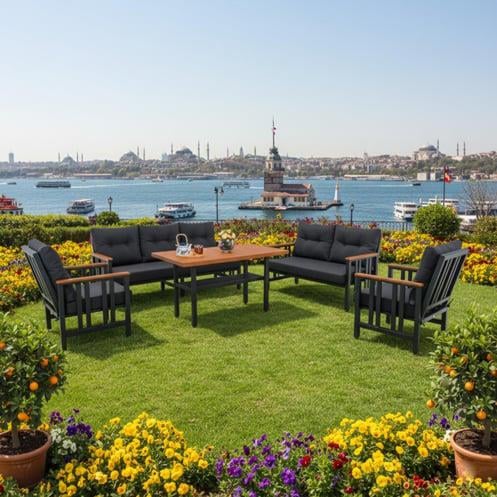 Çamlıca Alüminyum Bahçe Oturma Grubu | 7 Kişilik Bahçe, Balkon Koltuk Takımı