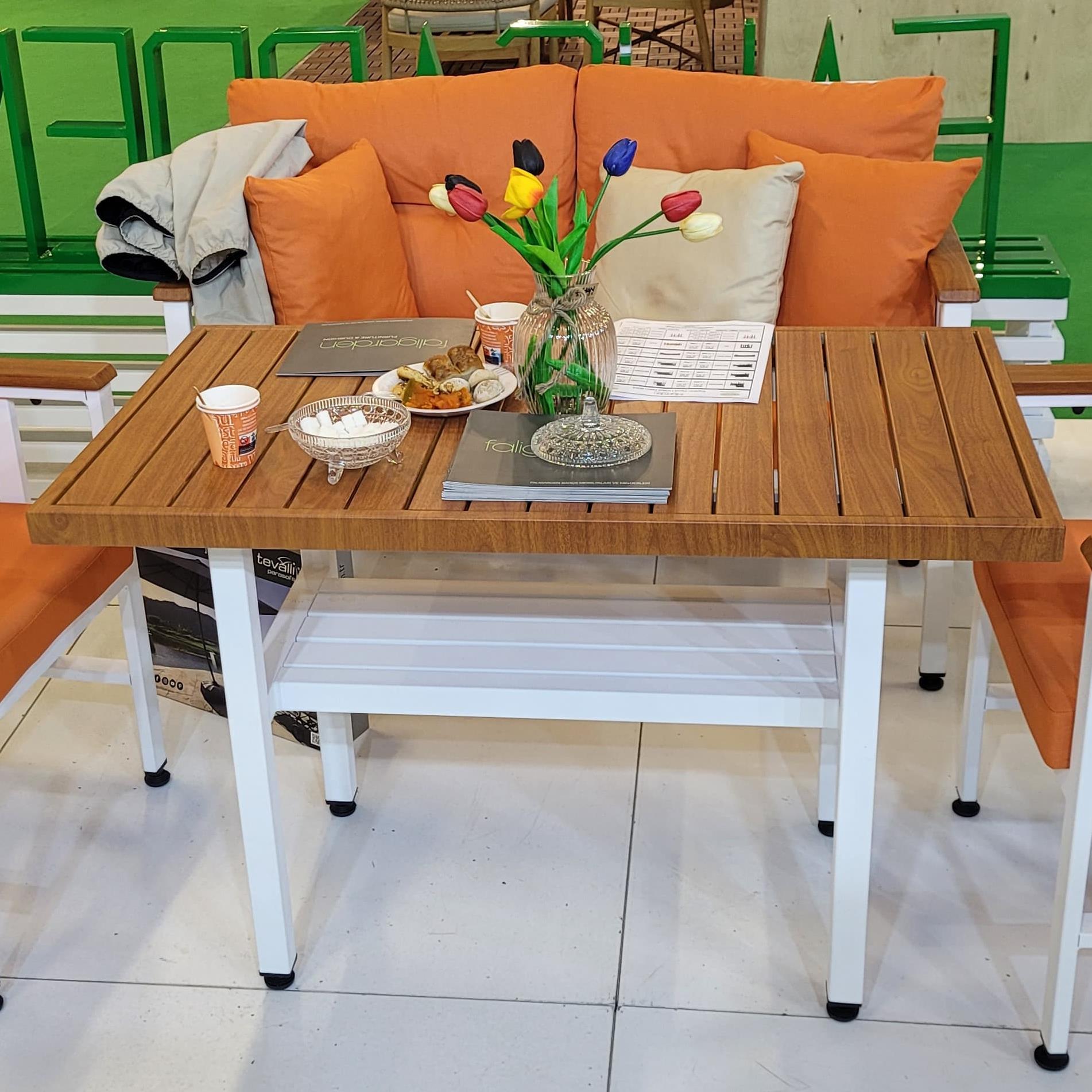 Çamlıca Masalar | Alüminyum Bahçe Balkon Mutfak Masası - Tablalı, Ebat Seçimli