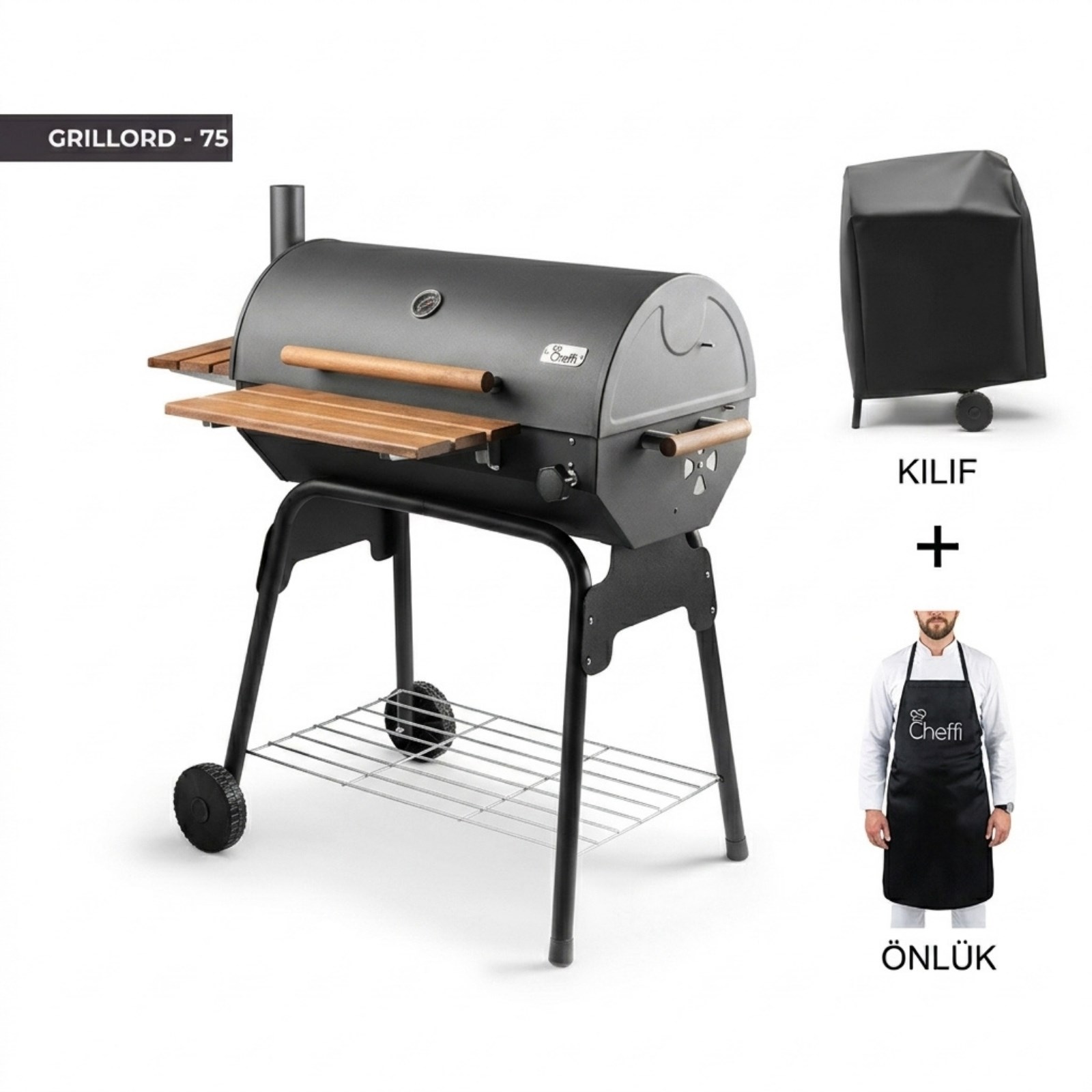 Cheffi Grillord-75 Kömürlü Barbekü Mangal (ÖNLÜK VE KILIF HEDİYELİ)