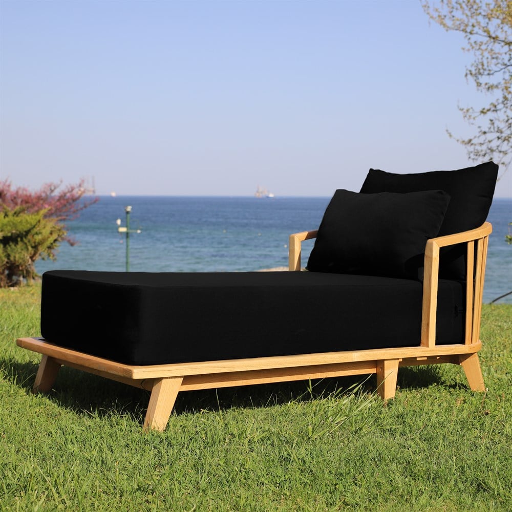 Emirgan Ahşap Şezlong - Lounger -Mindersiz, Masif Kestane
