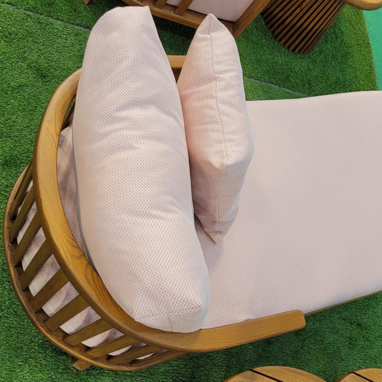 Emirgan Ahşap Şezlong - Lounger -Minderli, Masif Kestane