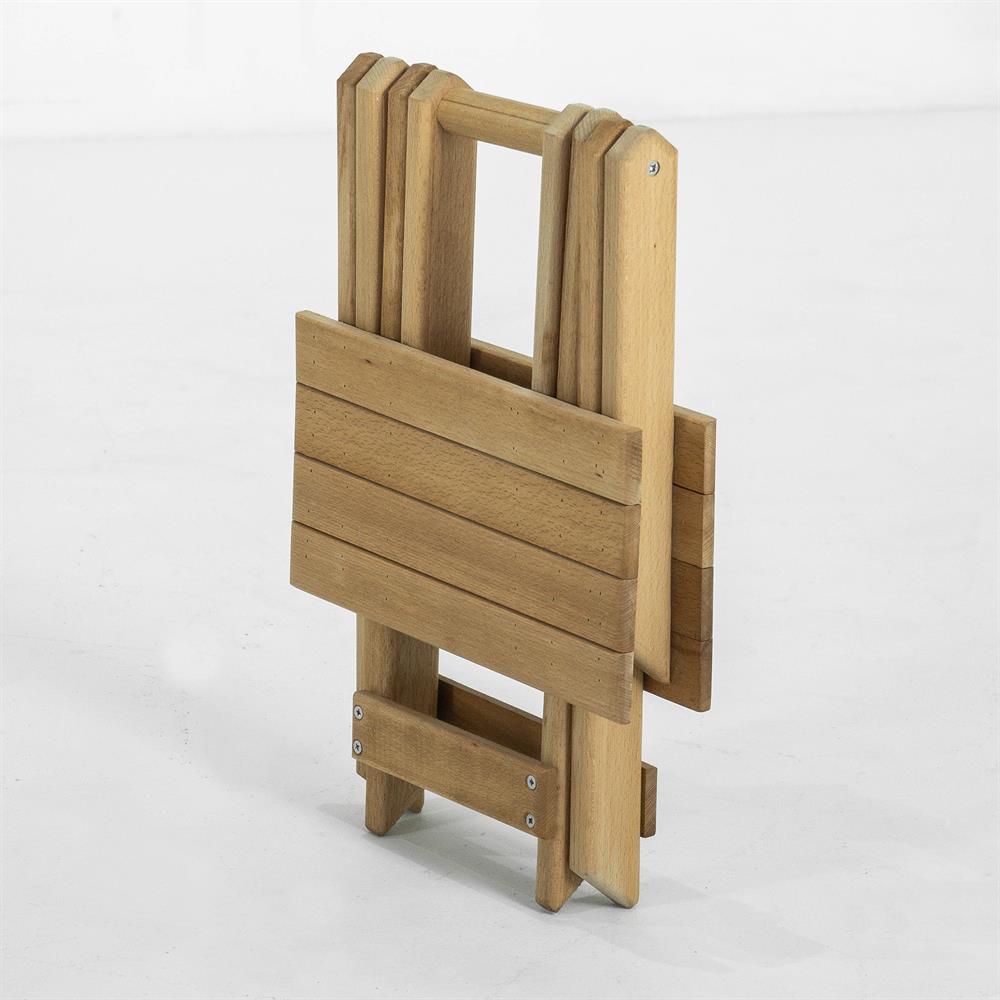 Flat Kayın Ahşap Tabure - Katlanır Bahçe Balkon Taburesi 38x40x45