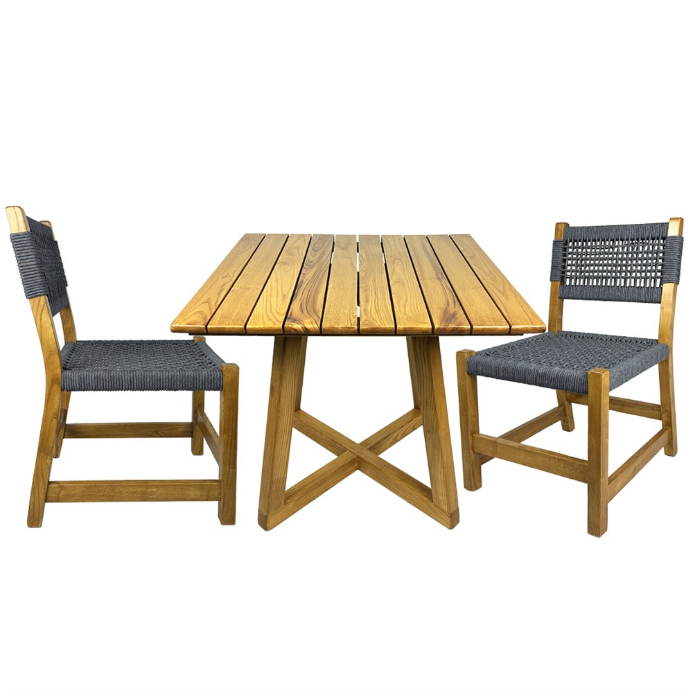 Gökçeada 85x85 Kare Ahşap Bahçe Balkon Masası - Masif Kestane