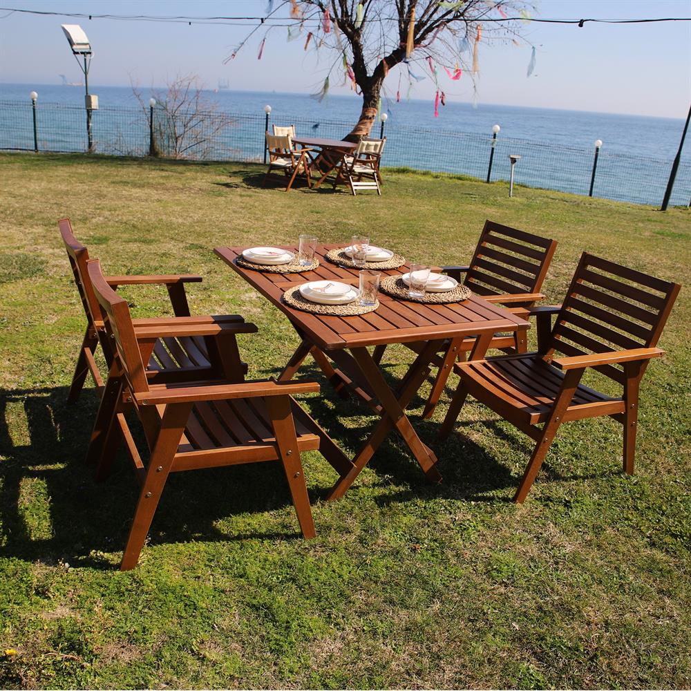 Heybeli Ahşap Bahçe Balkon Sandalyesi -Minderli Kolçaklı Sandalye -Boss Chair