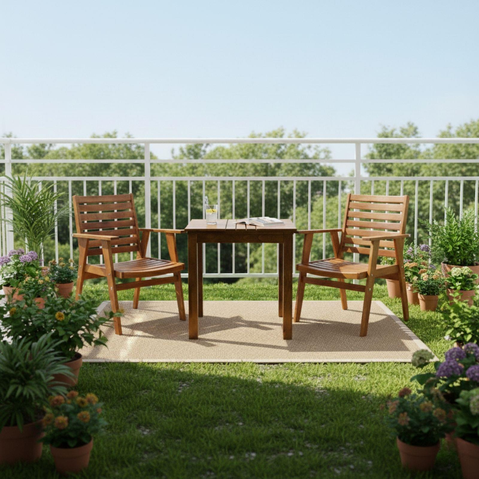 Heybeli Ahşap Masa Sandalye Takımları -2 Kişilik Bahçe Balkon Set