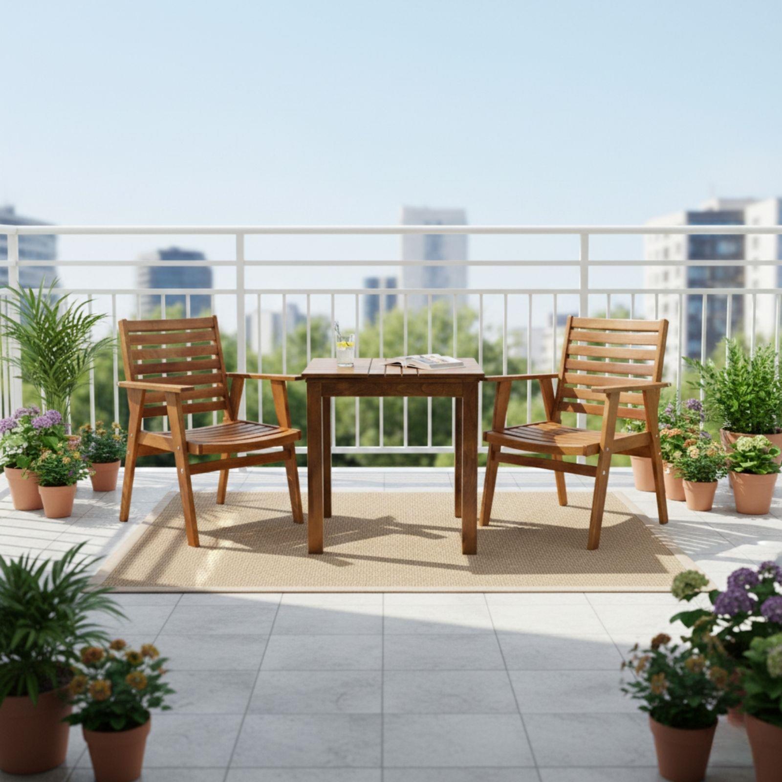 Heybeli Ahşap Masa Sandalye Takımları -2 Kişilik Bahçe Balkon Set