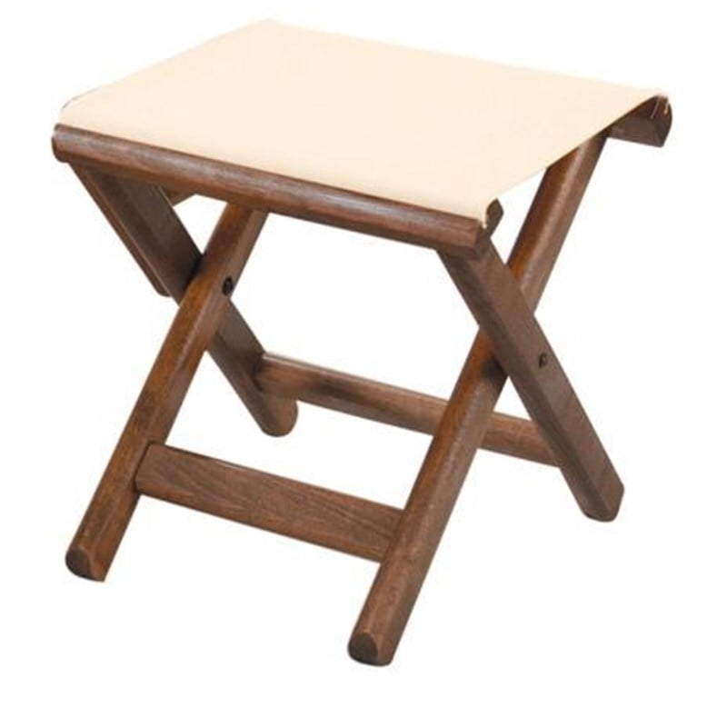 Kaş Katlanabilir Ahşap Bahçe Balkon Taburesi -PVC Oturum