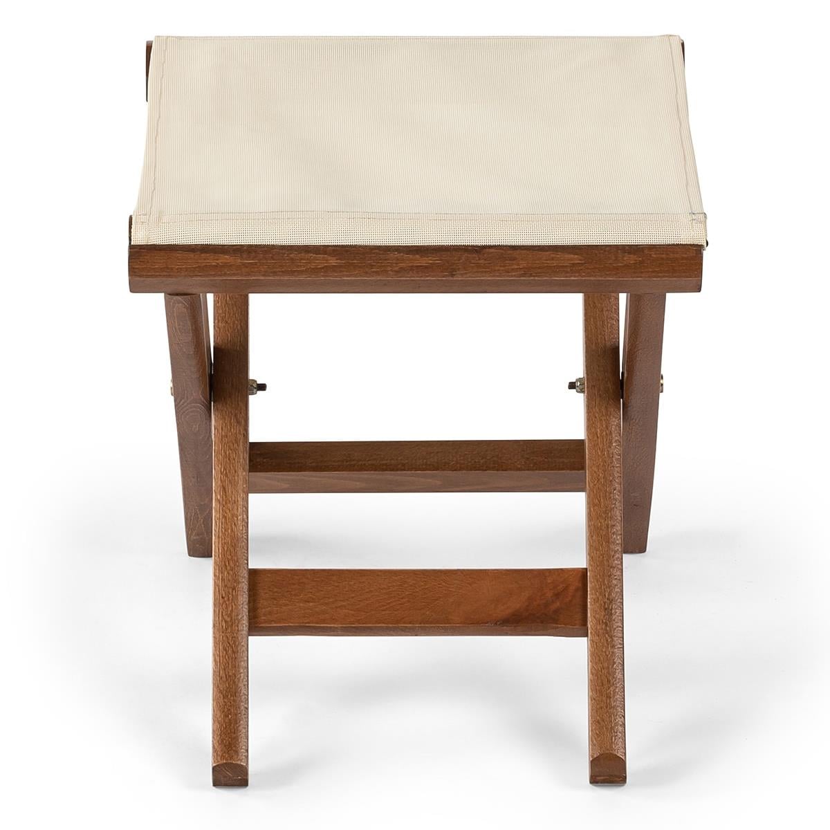 Kaş Katlanabilir Ahşap Bahçe Balkon Taburesi -PVC Oturum