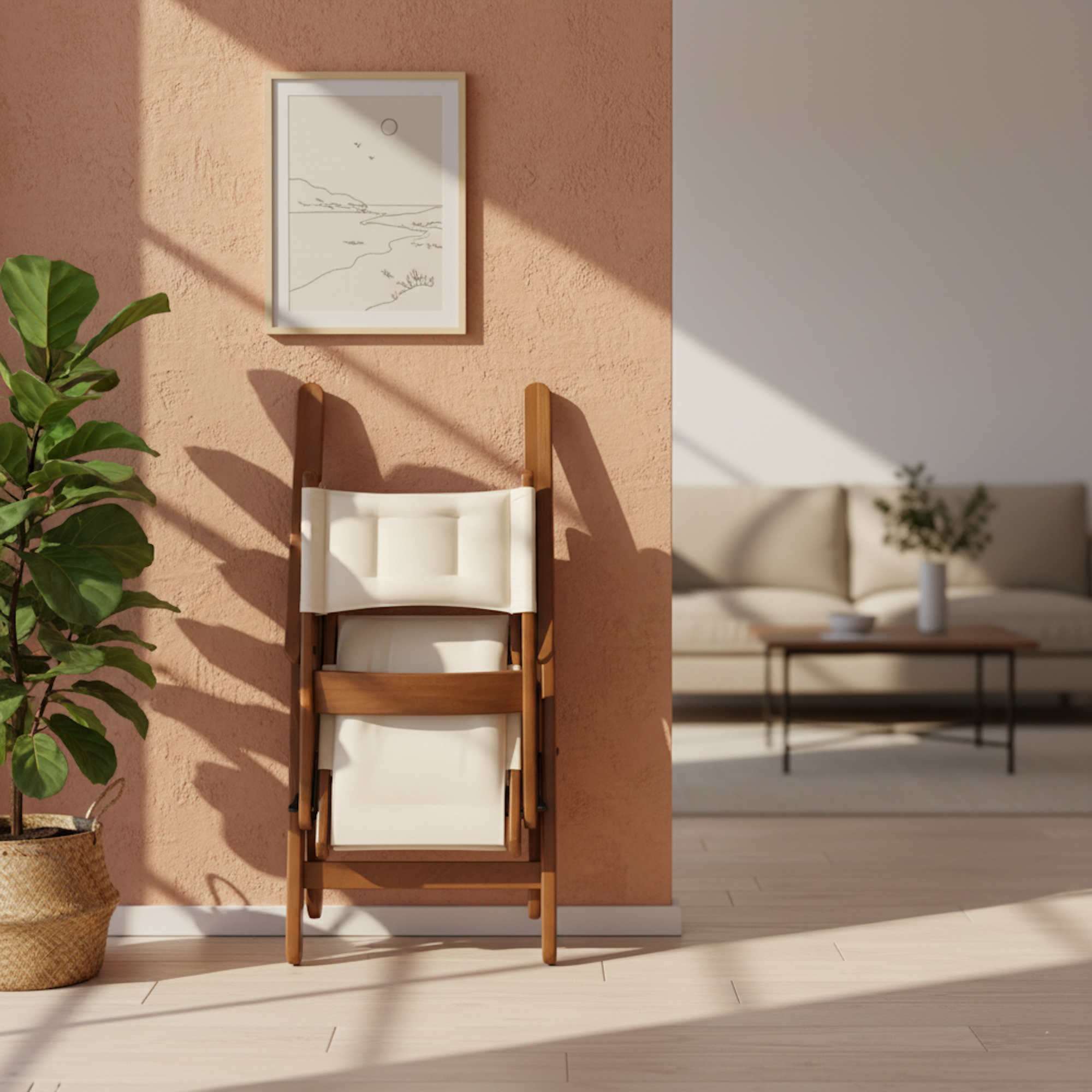 Marmaris Ahşap Masa Sandalye Takımları -2 Kişilik Katlanır Bahçe Balkon Yuvarlak Set, Minderli