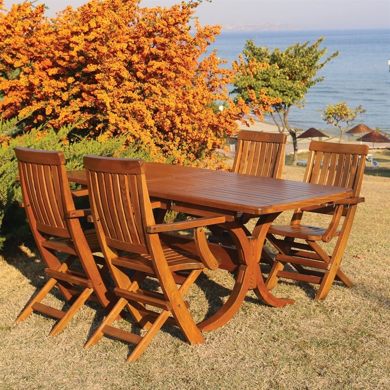 Muğla Side Açılır Masa Sandalye Takımları -4 Kişilik Ahşap Bahçe Balkon Set
