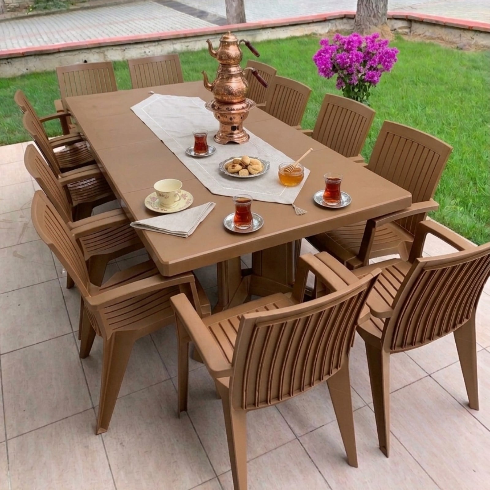 Papatya Katar X Masa Sandalye Takımı - 6, 8, 10 ve 12 Kişilik Bahçe Balkon Set