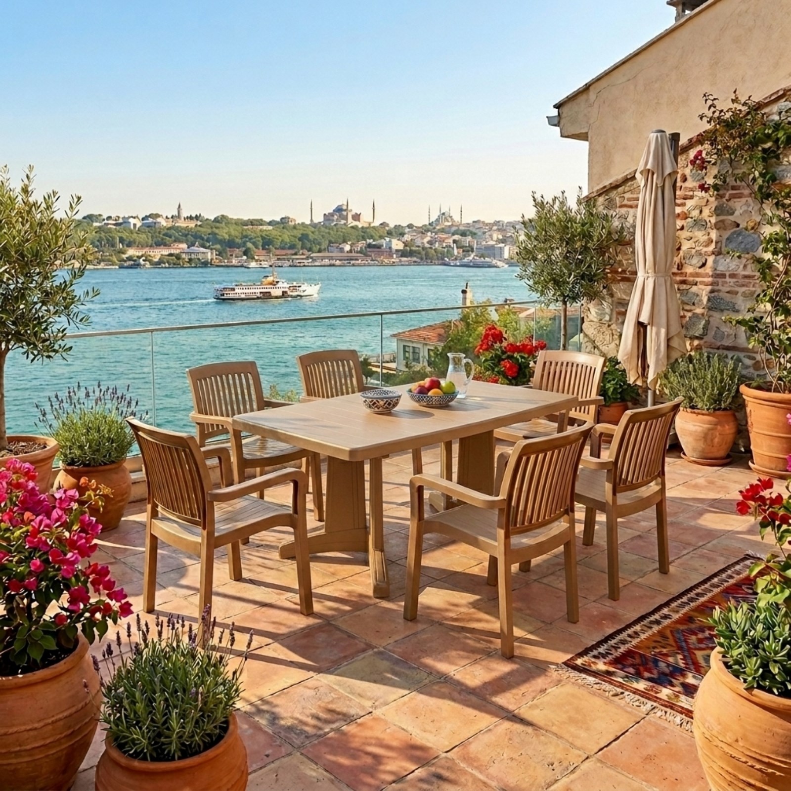 Papatya Katar X Masa Sandalye Takımı - 6, 8, 10 ve 12 Kişilik Bahçe Balkon Set