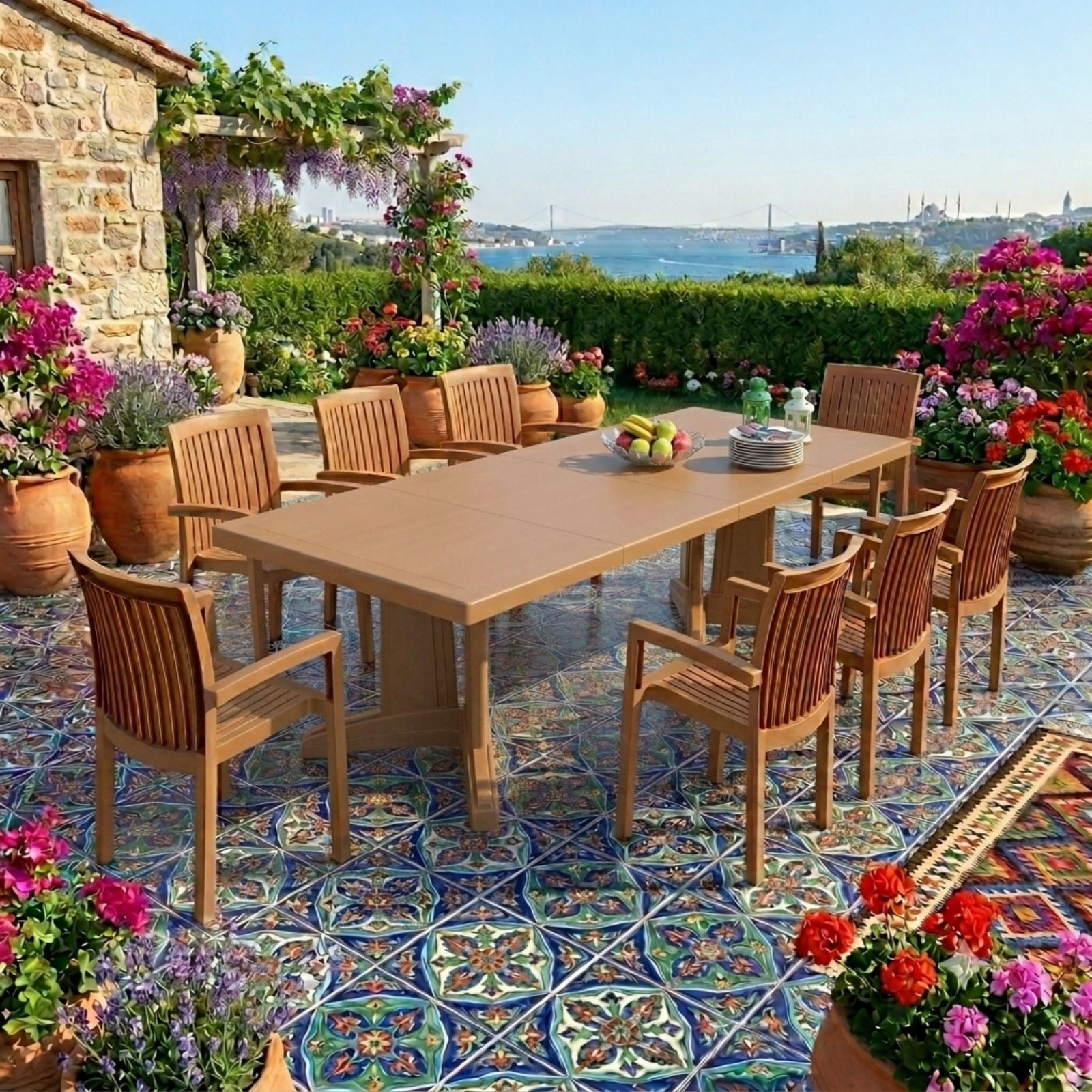 Papatya Katar X Masa Sandalye Takımı - 6, 8, 10 ve 12 Kişilik Bahçe Balkon Set