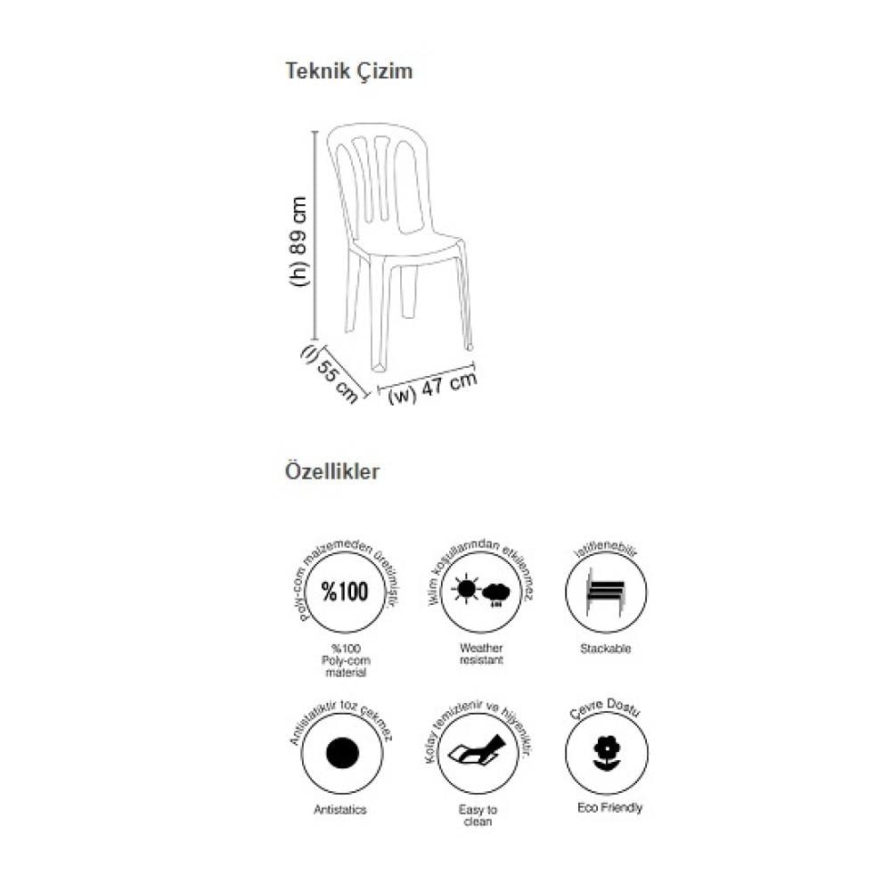 Papatya Buket Sandalye - Plastik Bahçe Balkon Sandalyesi