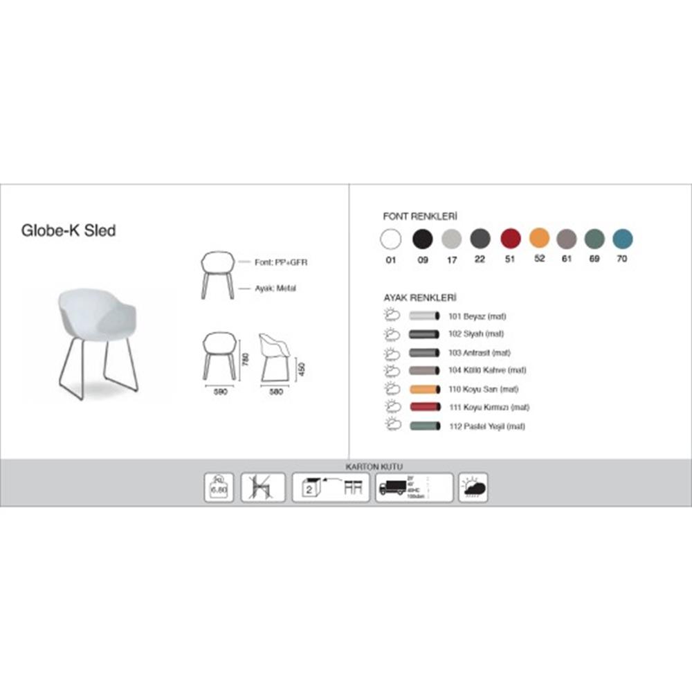 Papatya Globe-K Sled Koltuk | Metal Ayak - Plastik Oturum | Ev, Ofis Koltuğu