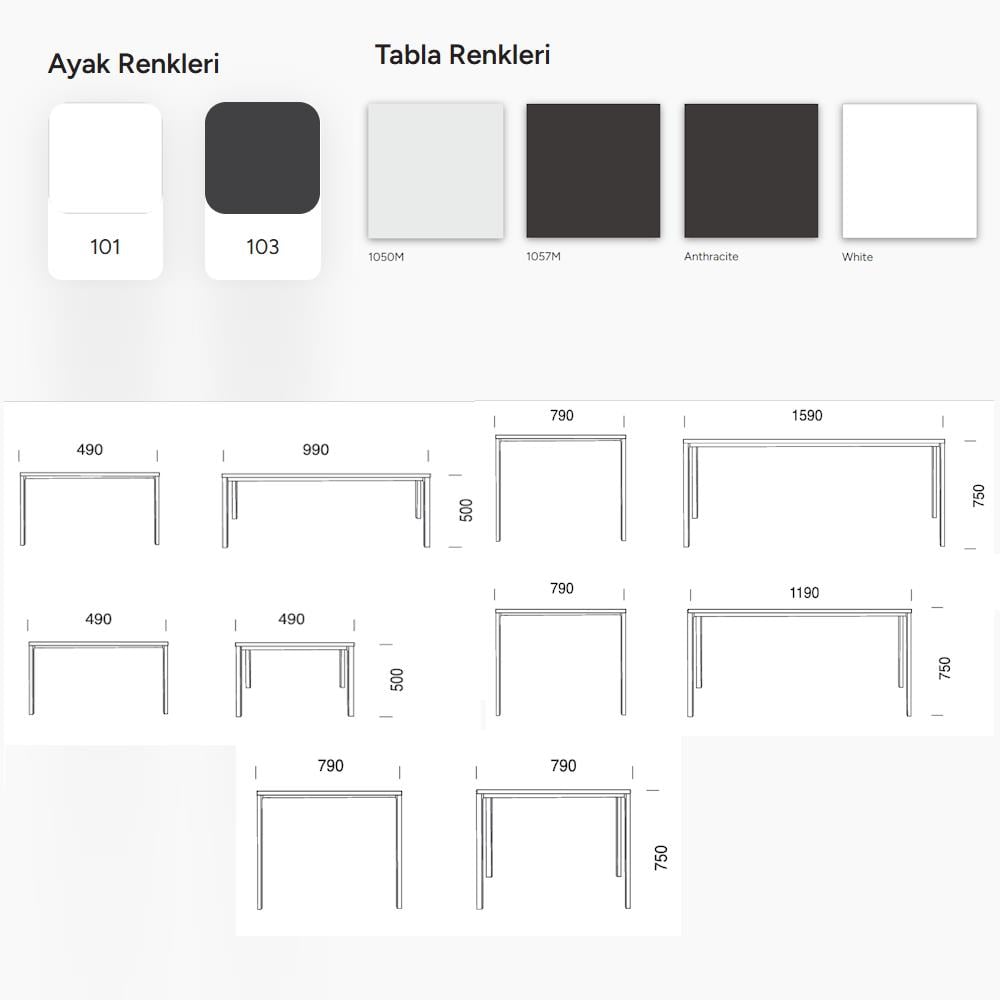 Papatya IDEA Masa - Compact Tabla & Metal Ayak
